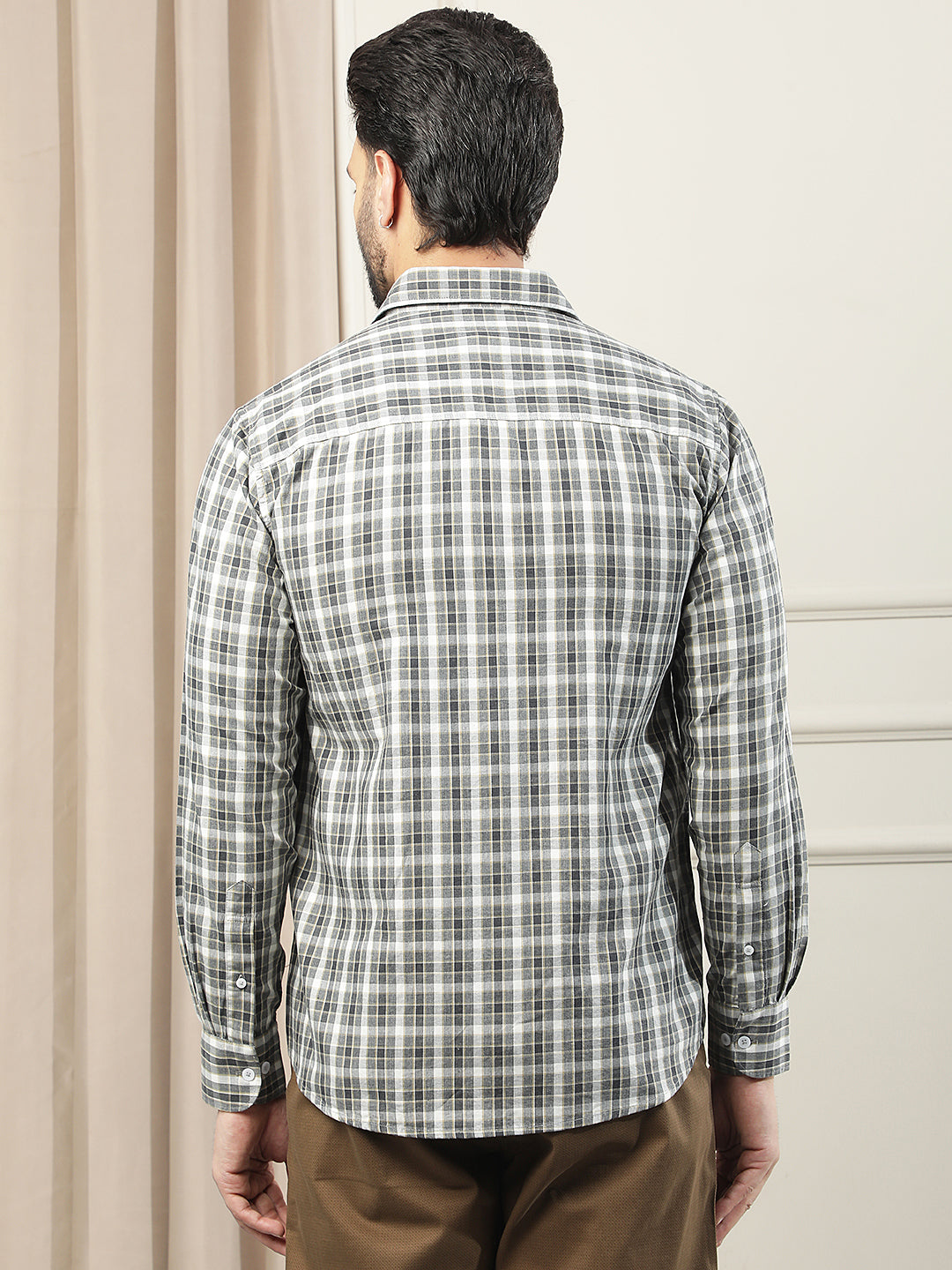 Grey Checked 100% Cotton Shirt