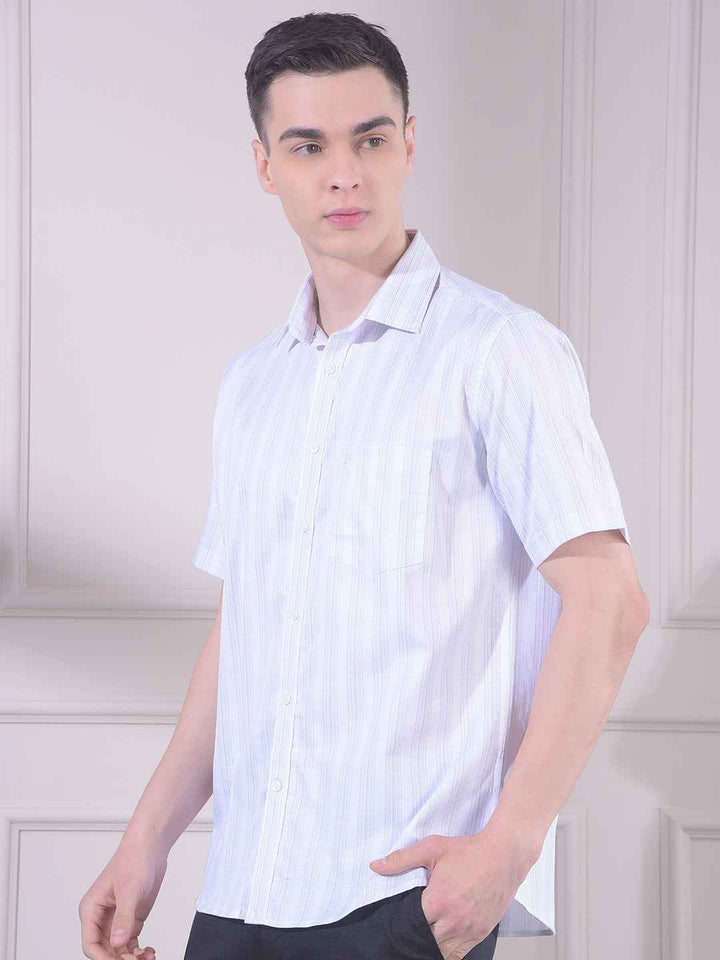 White Vertical Stripes 100% Cotton Shirt