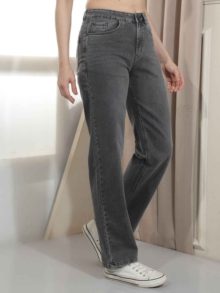 Sleek Grey Straight Jeans