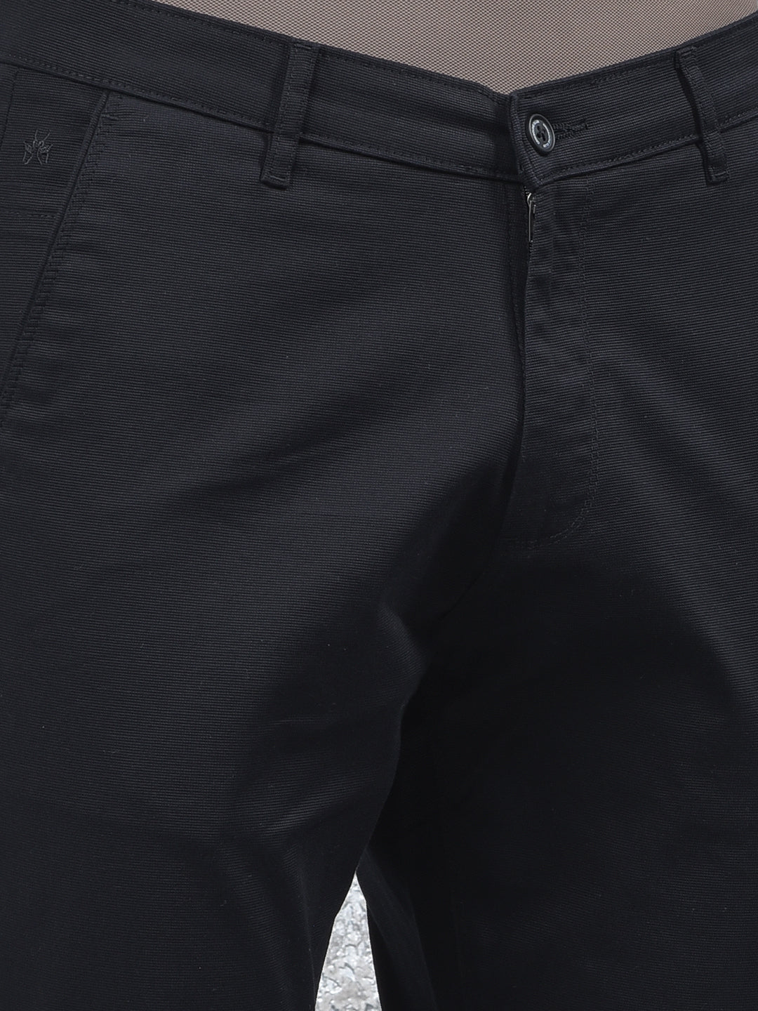 Carbon Dobby Stretch Black Trousers