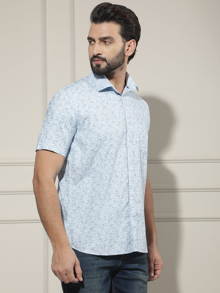 Blue Floral Print Shirt