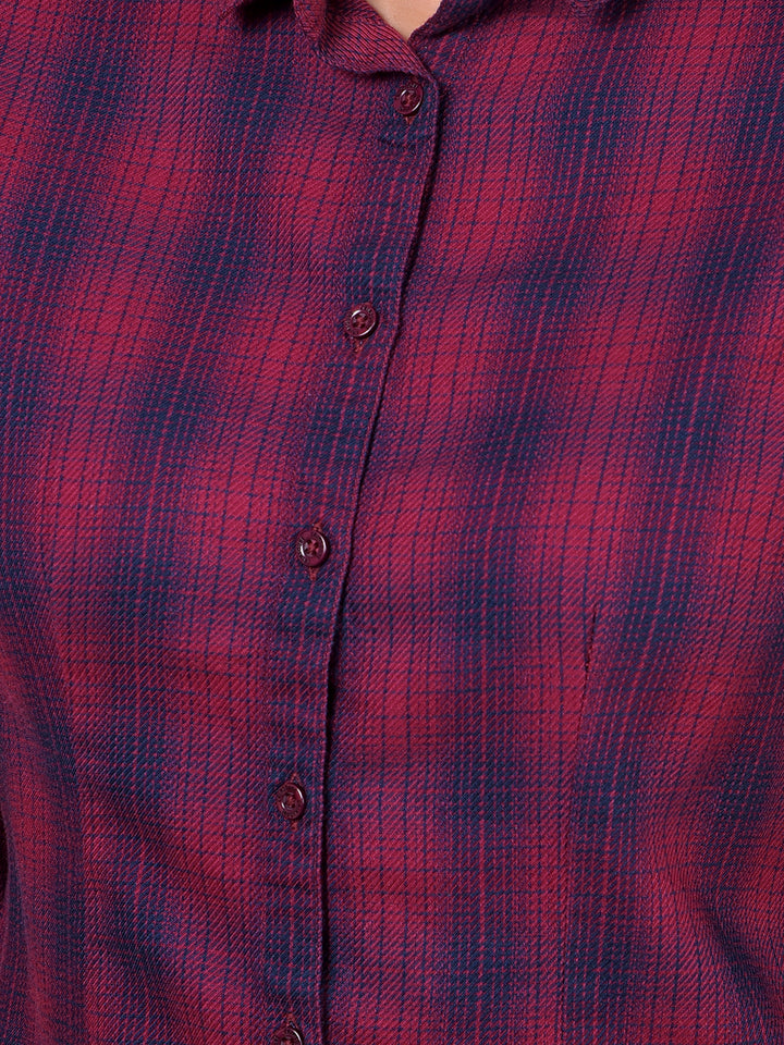Maroon Checked Shirt