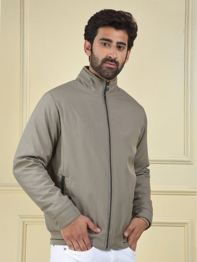 Beige Printed Puffer Jacket