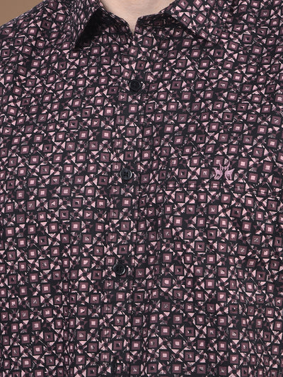Purple Abstract Print 100% Cotton Shirt