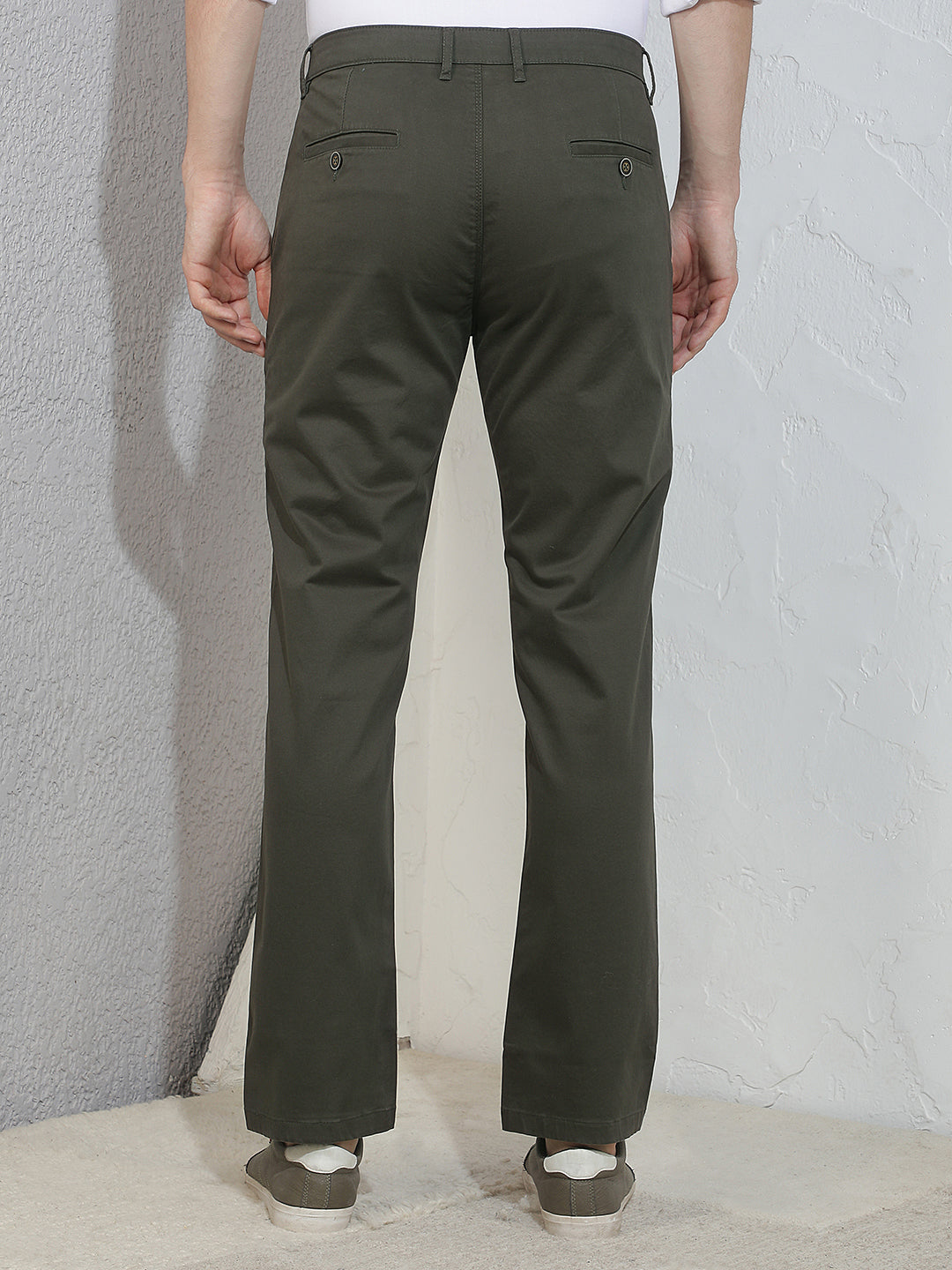 Refined Deep Olive Straight Trousers