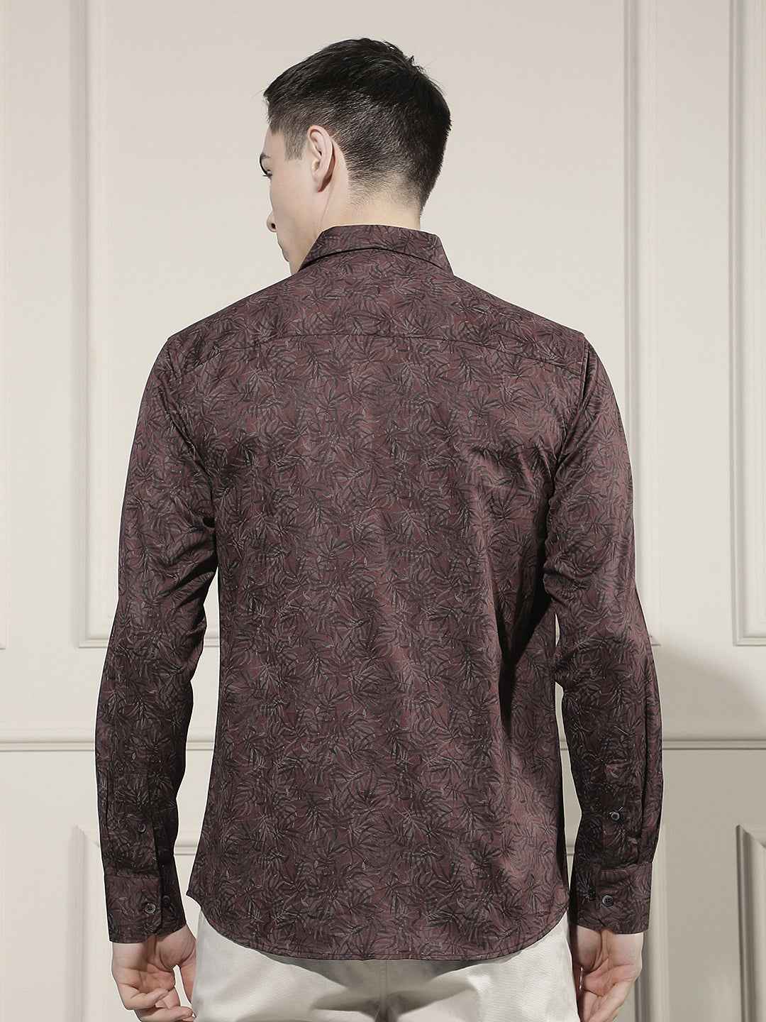 Wine Floral Print Shirt