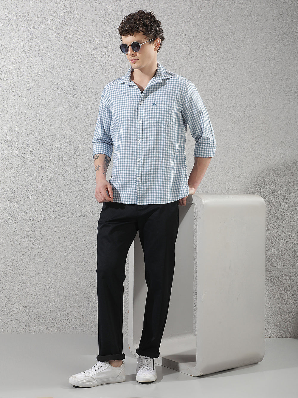 Green Checked Linen Shirt