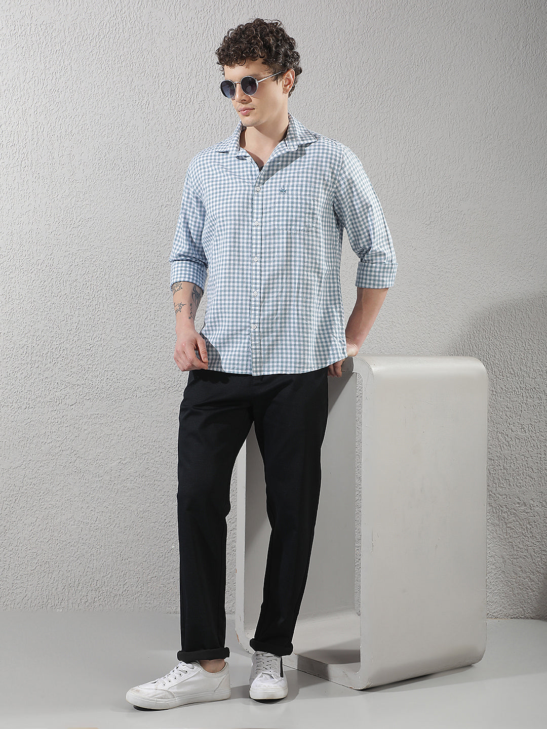 Green Checked Linen Shirt