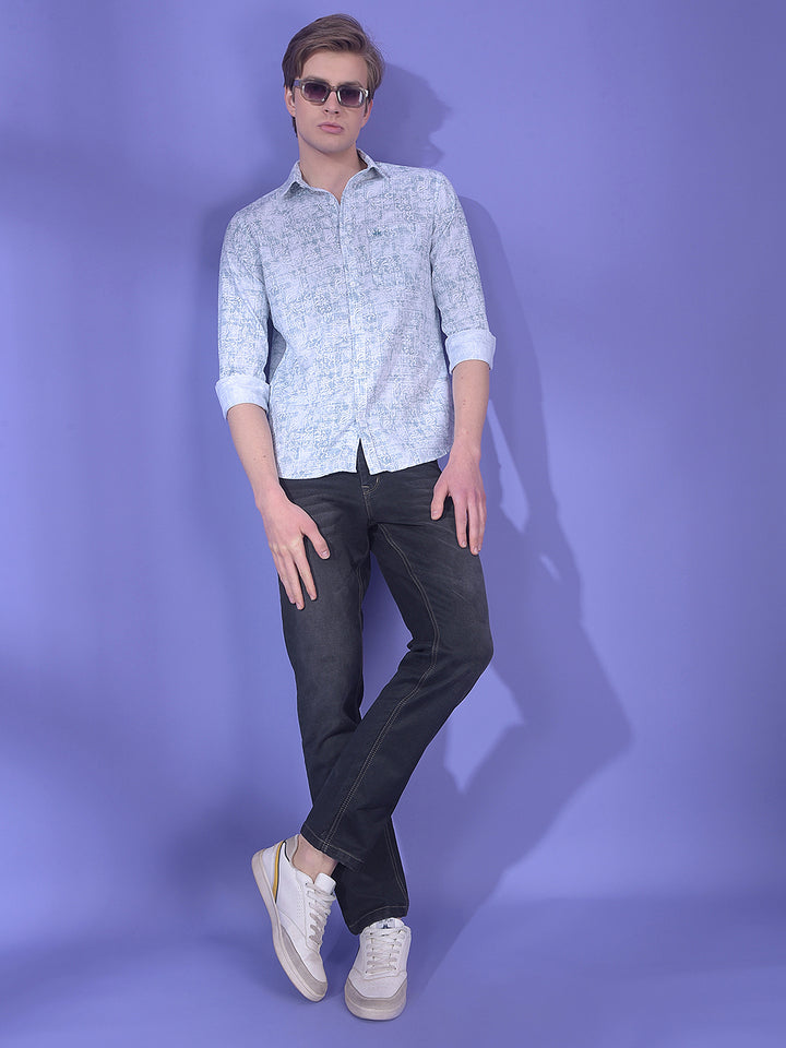 Green Printed 100% Cotton Shirt