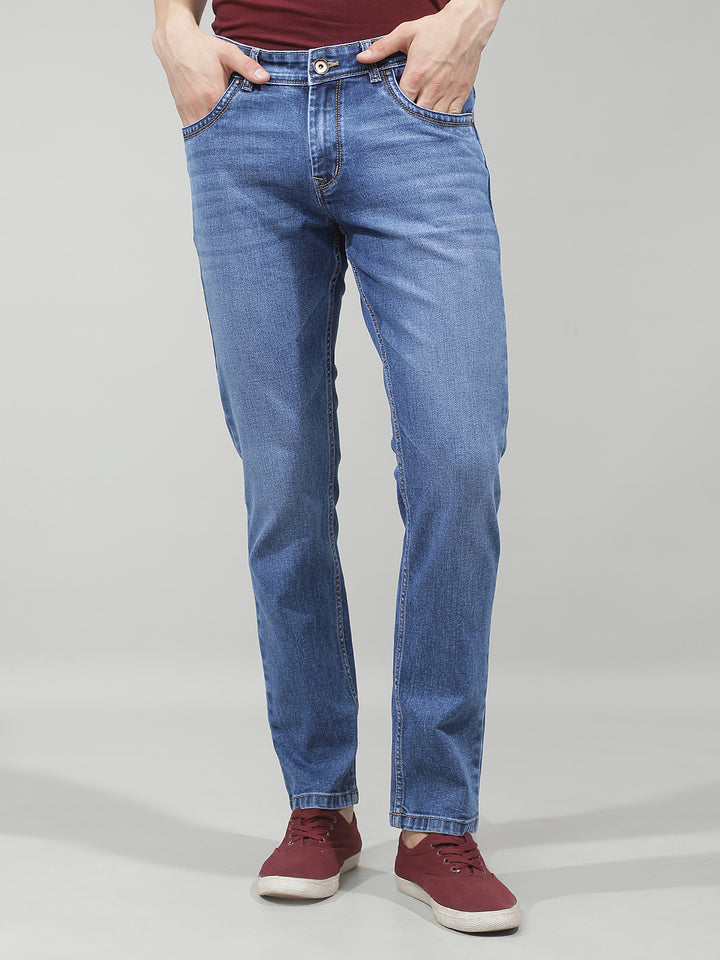 Distressed Indigo Blue Jeans