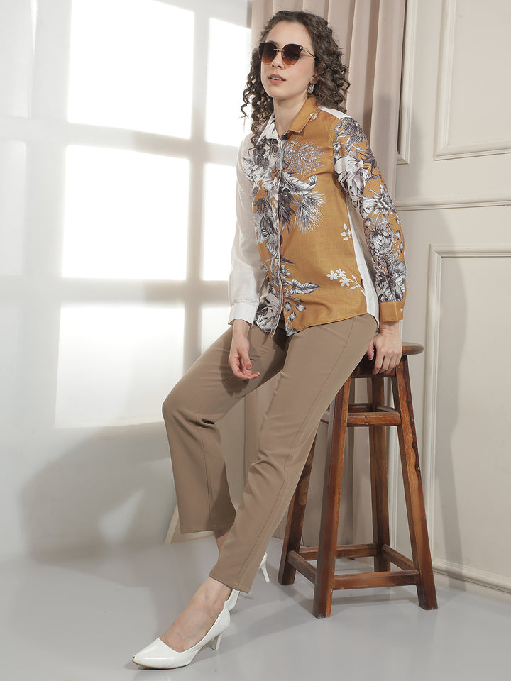 Brown Floral Print Shirt