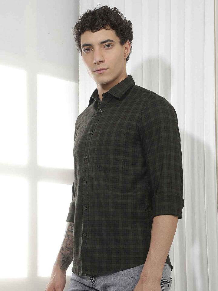 Green Checked 100% Cotton Shirt