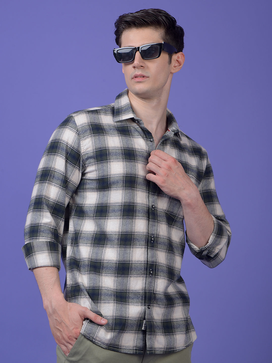 Green Checked 100% Cotton Shirt