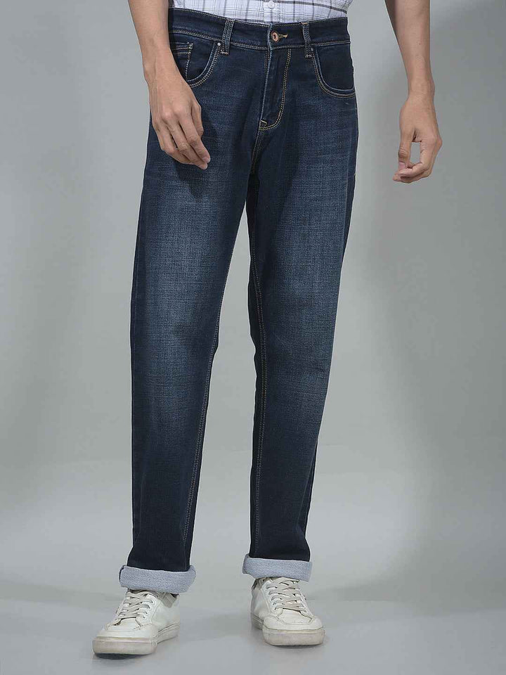 Navy Blue Straight Jeans