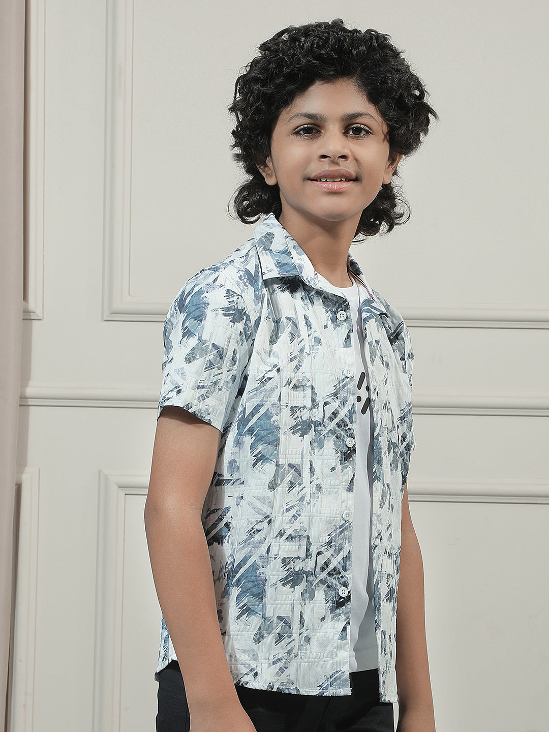 Blue Graphic Print Shirt with T-Shirt