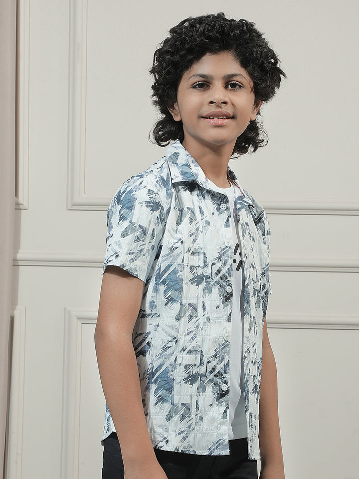 Blue Graphic Print Shirt with T-Shirt