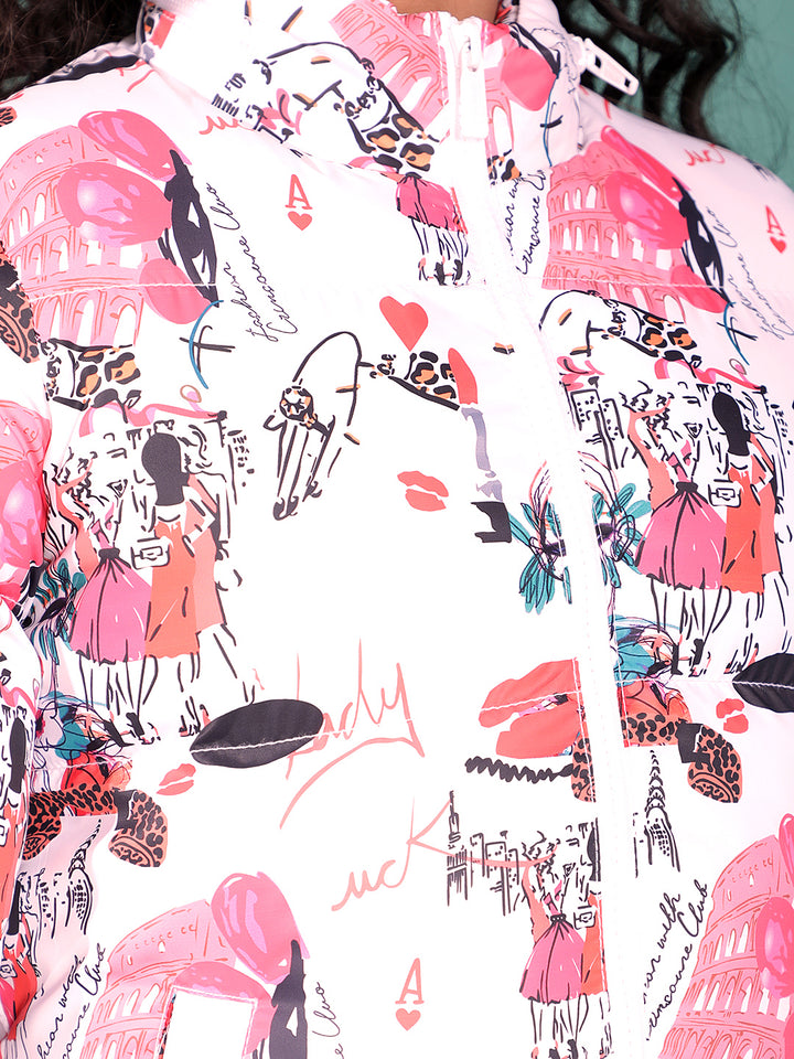 Multicolor Printed Padded Jacket