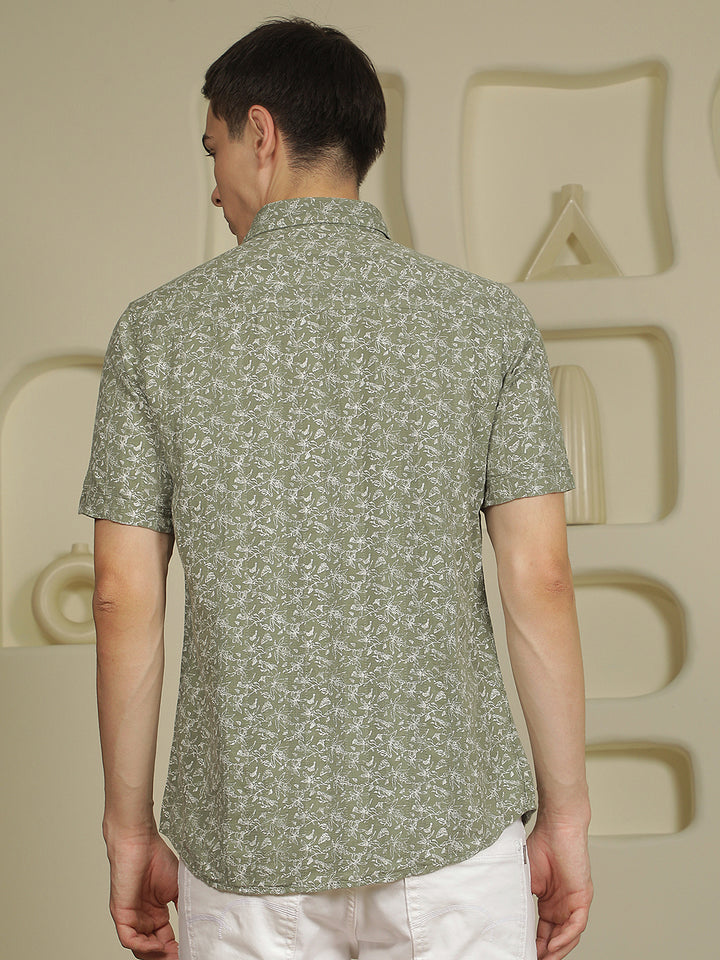 Green Floral Print Shirt