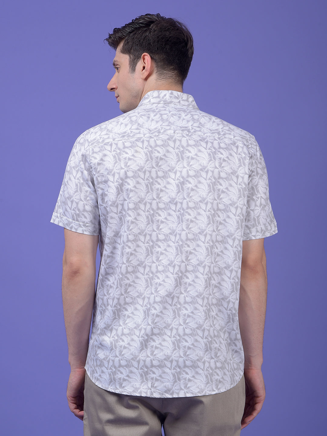 Grey Floral Print Shirt
