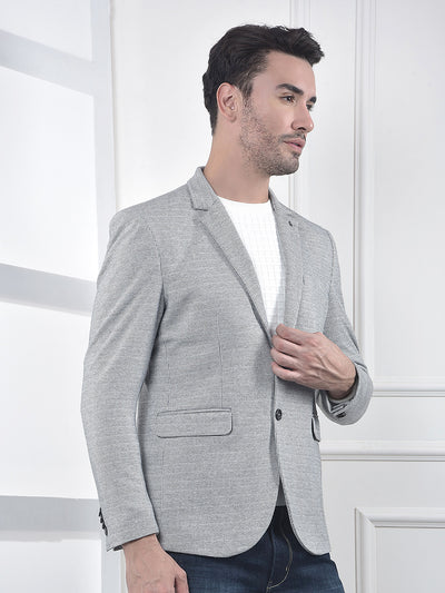 Grey Notched Lapel Modal Single-Breasted Blazer