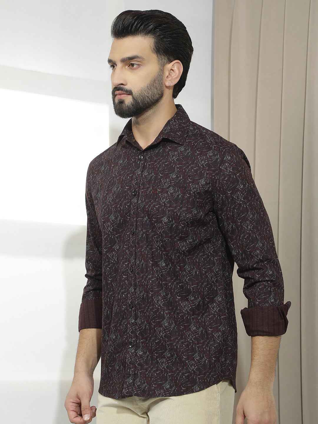 Wine Abstract Print Shirt