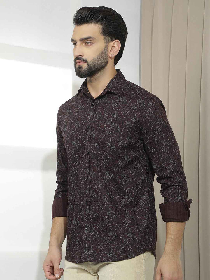 Wine Abstract Print Shirt