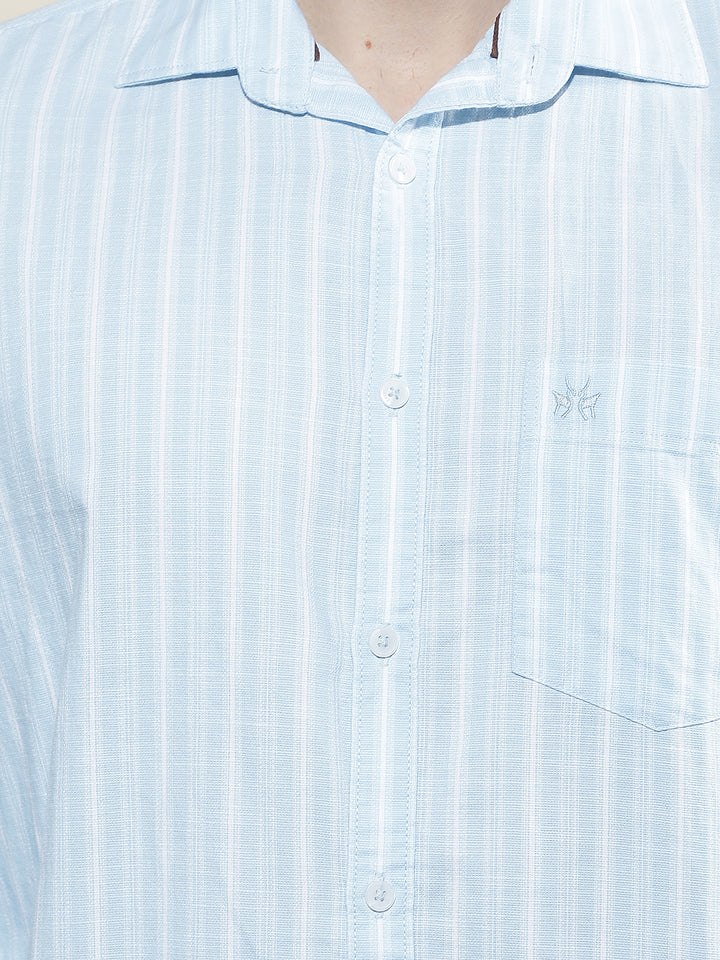 Blue Vertical Stripes 100% Cotton Shirt