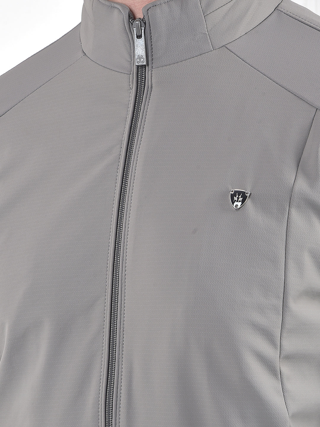Grey Full-Zip Bomber Jacket