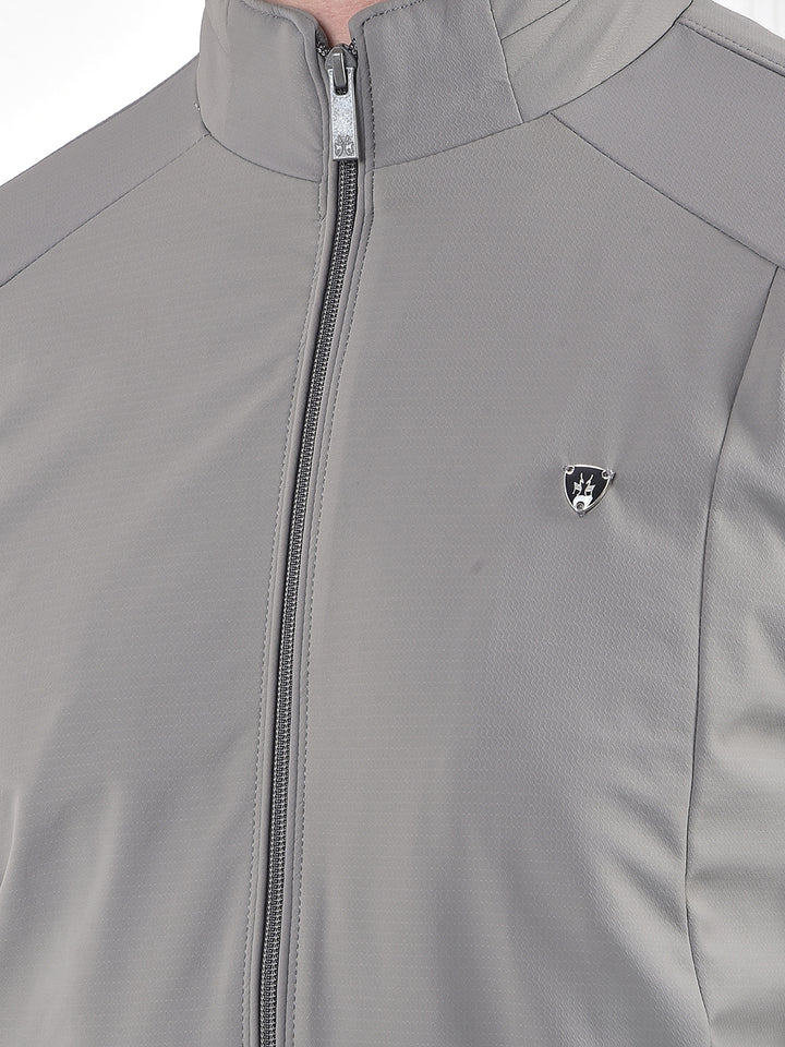 Grey Full-Zip Bomber Jacket