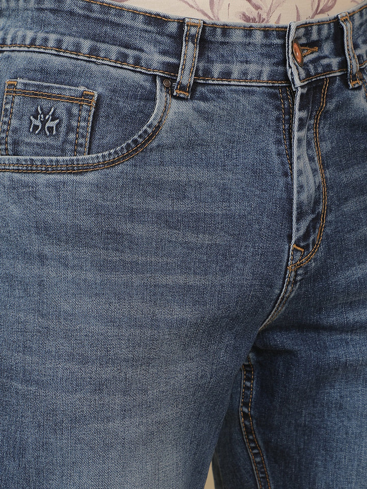 Structured Coastal Blue Straight Jeans