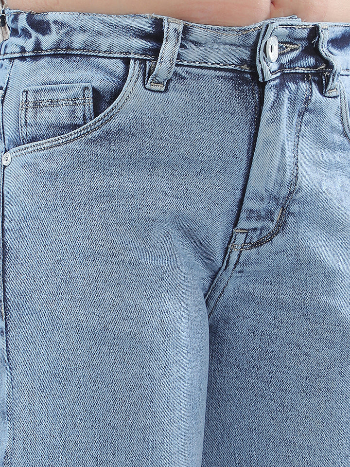 Blue Wide Leg Stretchable Jeans