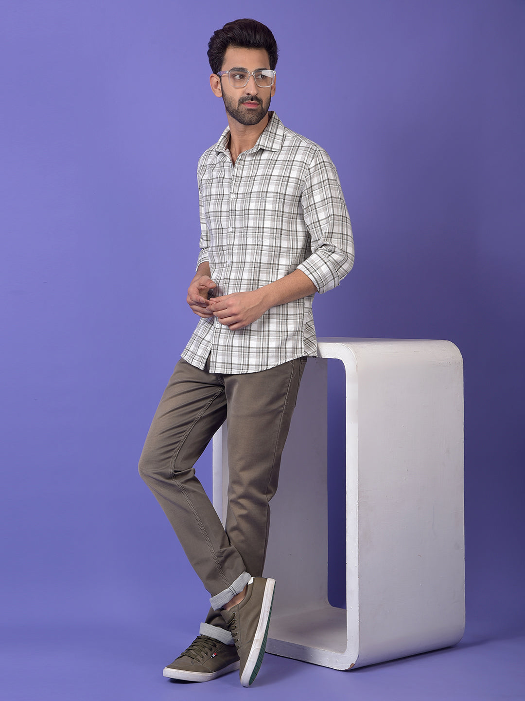 Grey Checked 100% Cotton Shirt