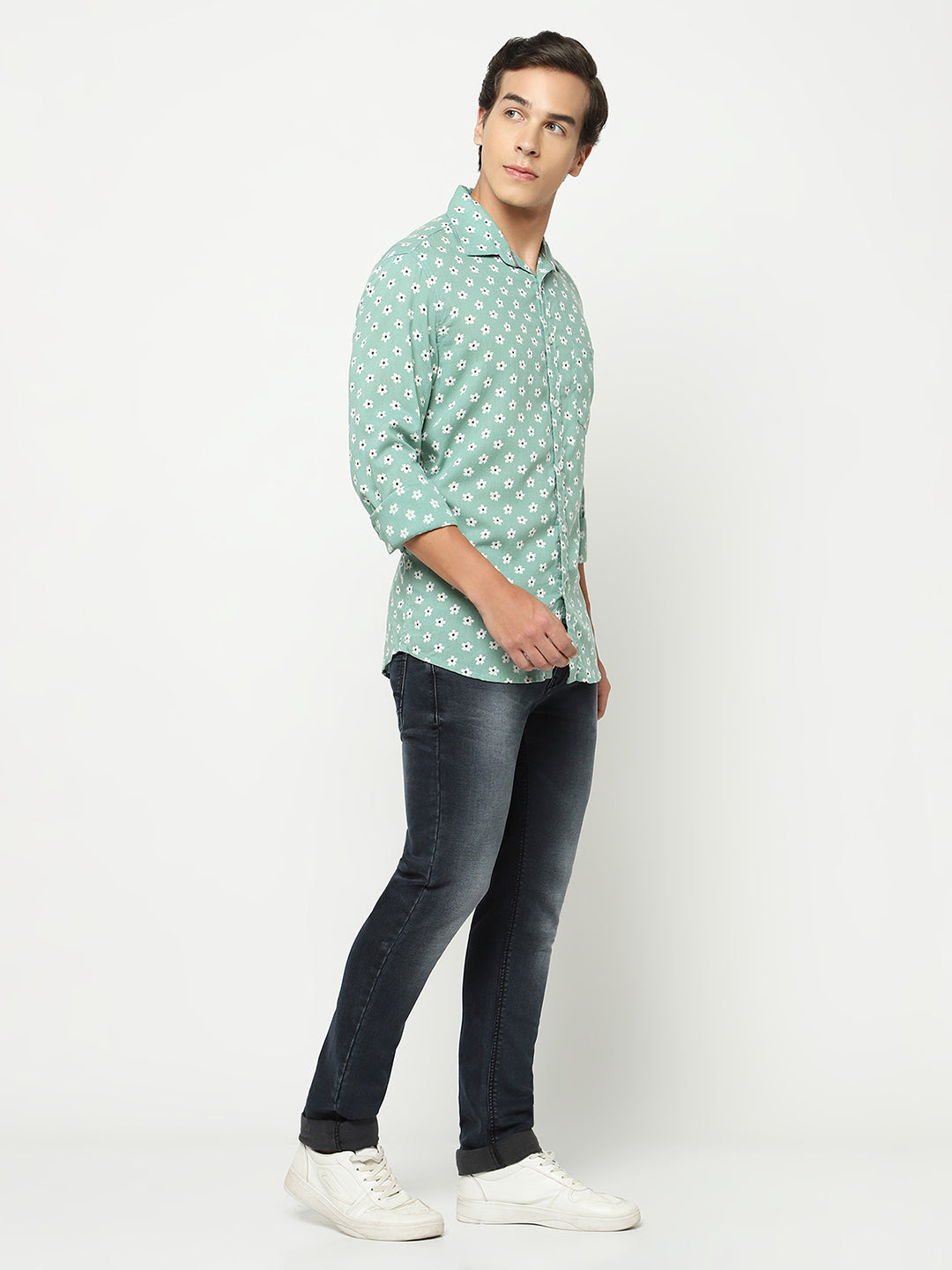 Green Floral Print Shirt