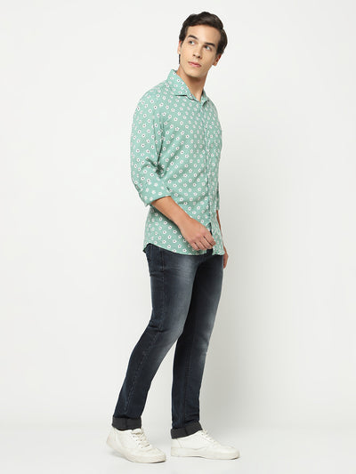Green Floral Print Shirt