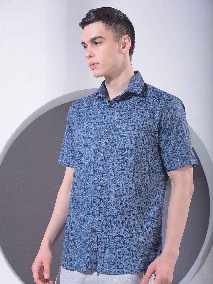 Blue Contemporary Printed Shirt