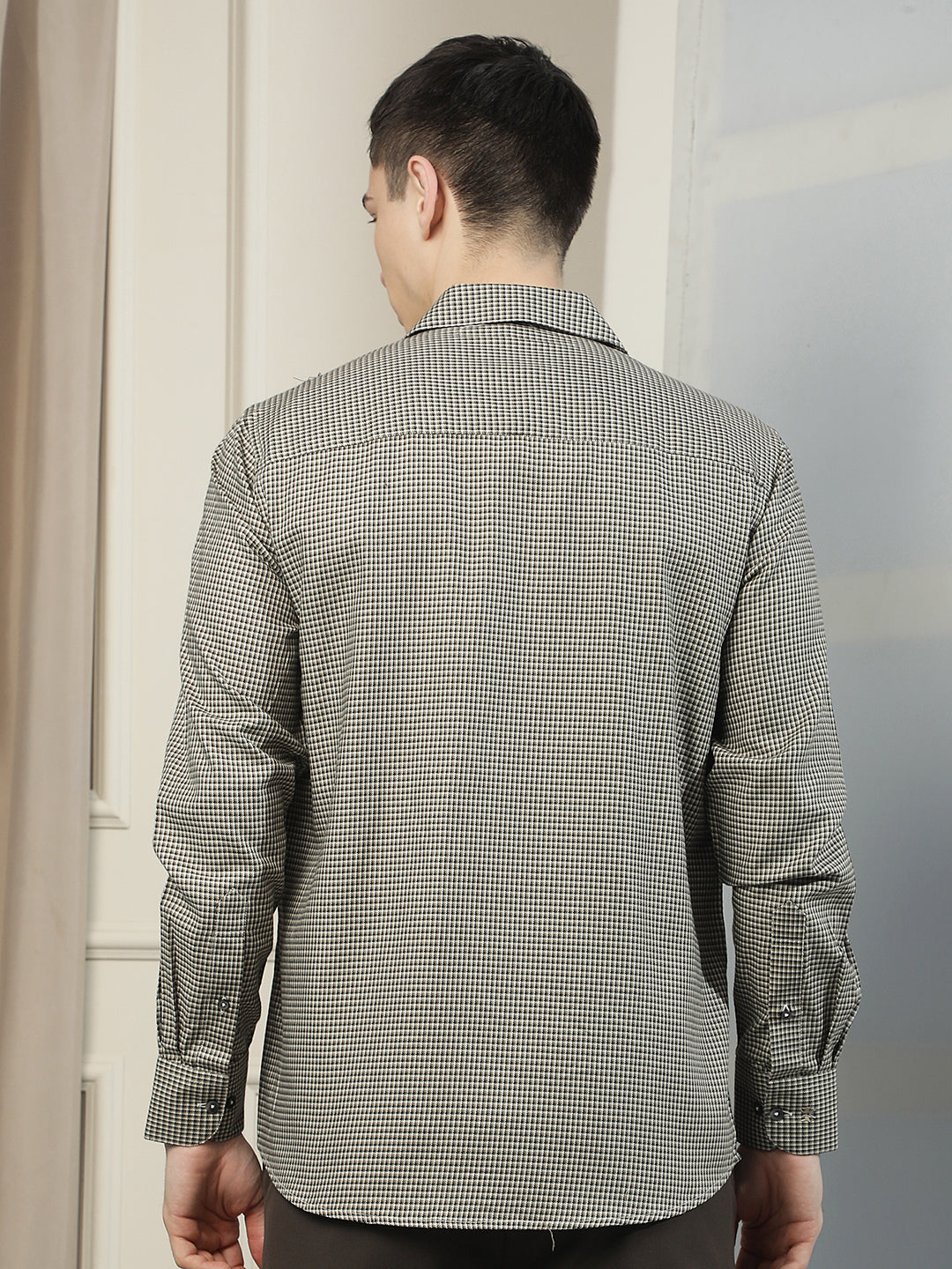 Olive Checked 100% Cotton Shirt