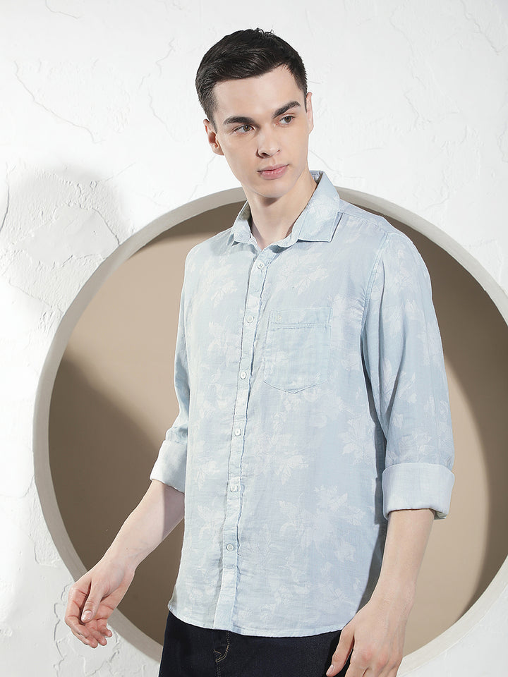 Blue Floral Print Shirt