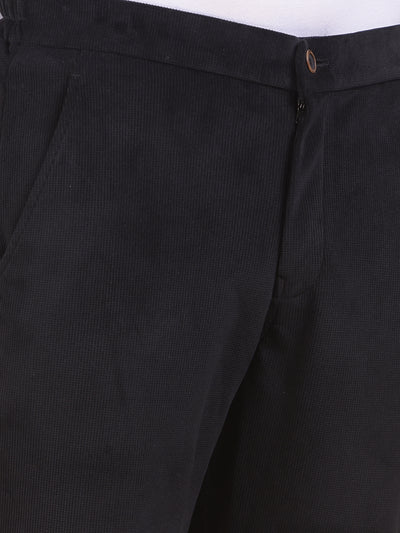 Black Knitted Trackpants With Button & Zip Closure