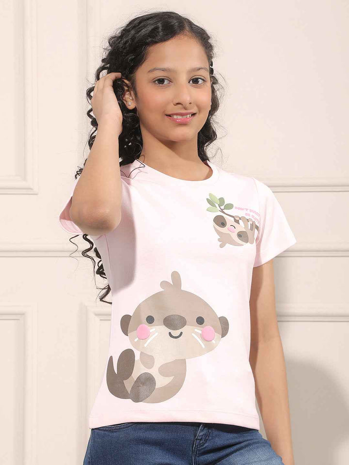Graphic Print Pink T-Shirt