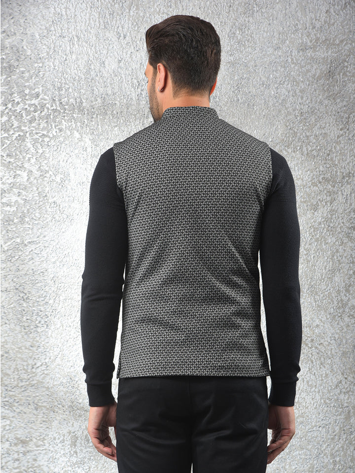Contemporary Black Printed Waist Coat