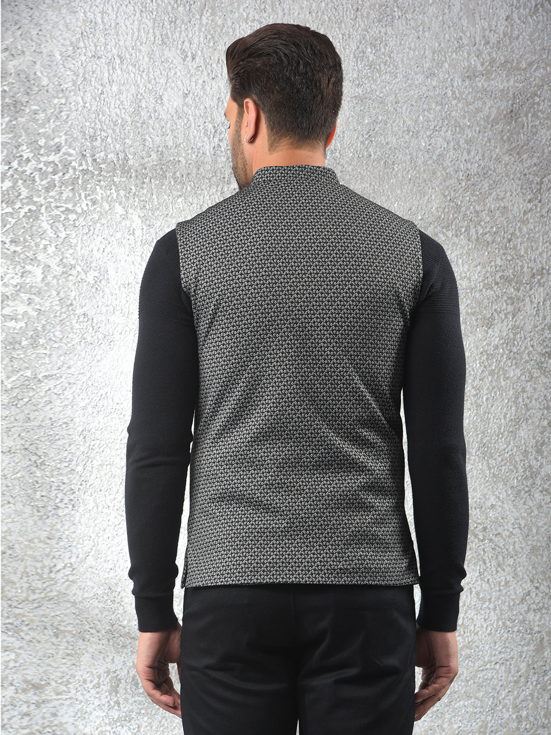 Contemporary Black Printed Waist Coat