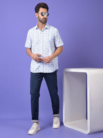 Blue Floral Print Shirt