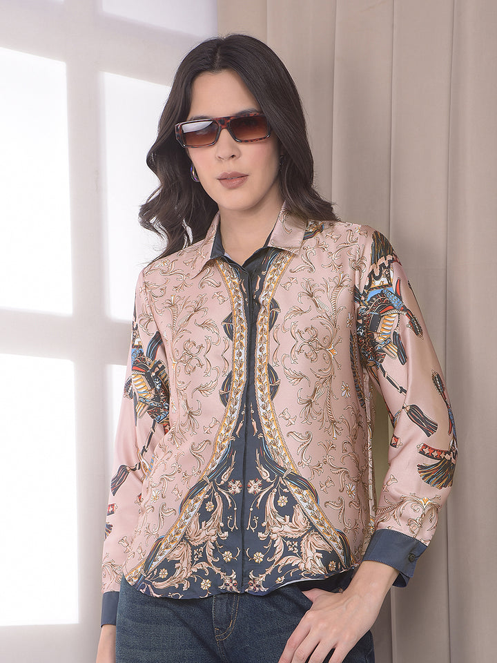 Multi-Color Botanical Print Shirt
