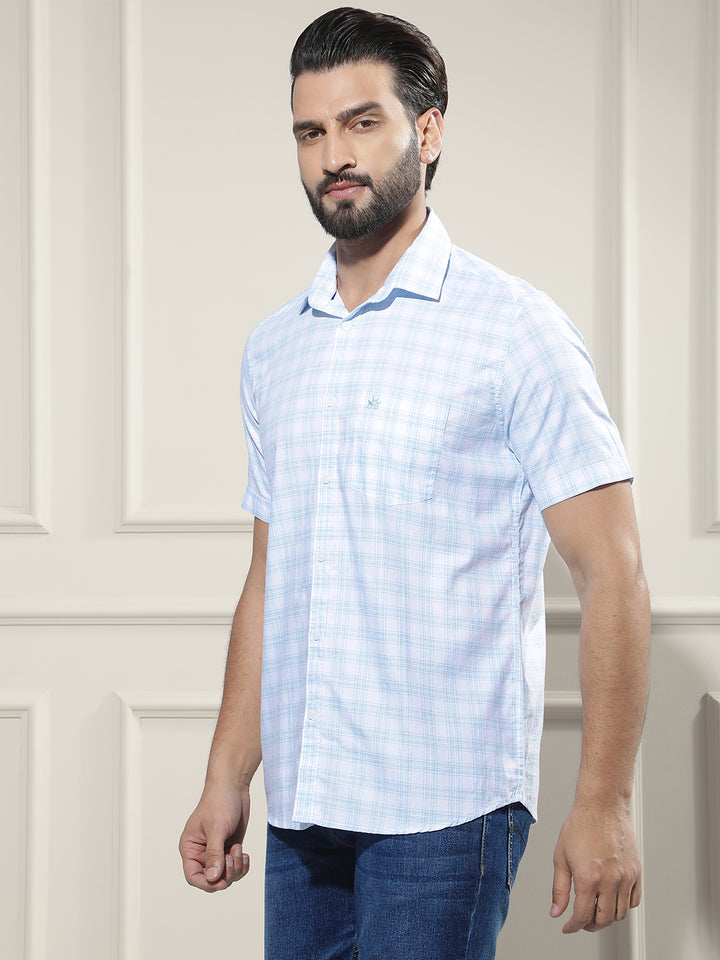 Blue Checked 100% Cotton Shirt