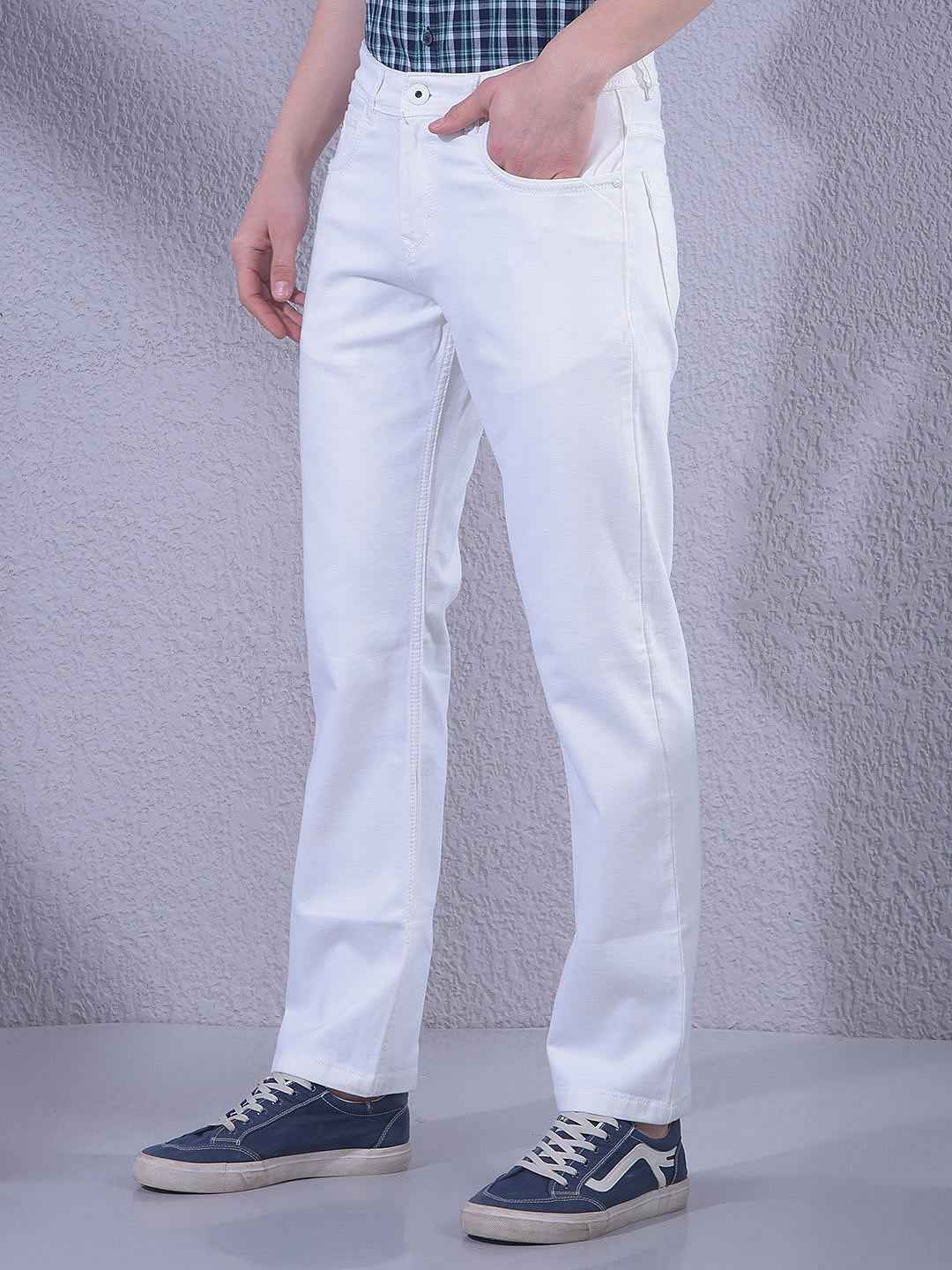 Pure White Straight Crisp Jeans