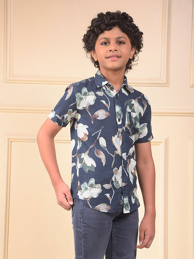 Green Floral Print 100% Cotton Shirt