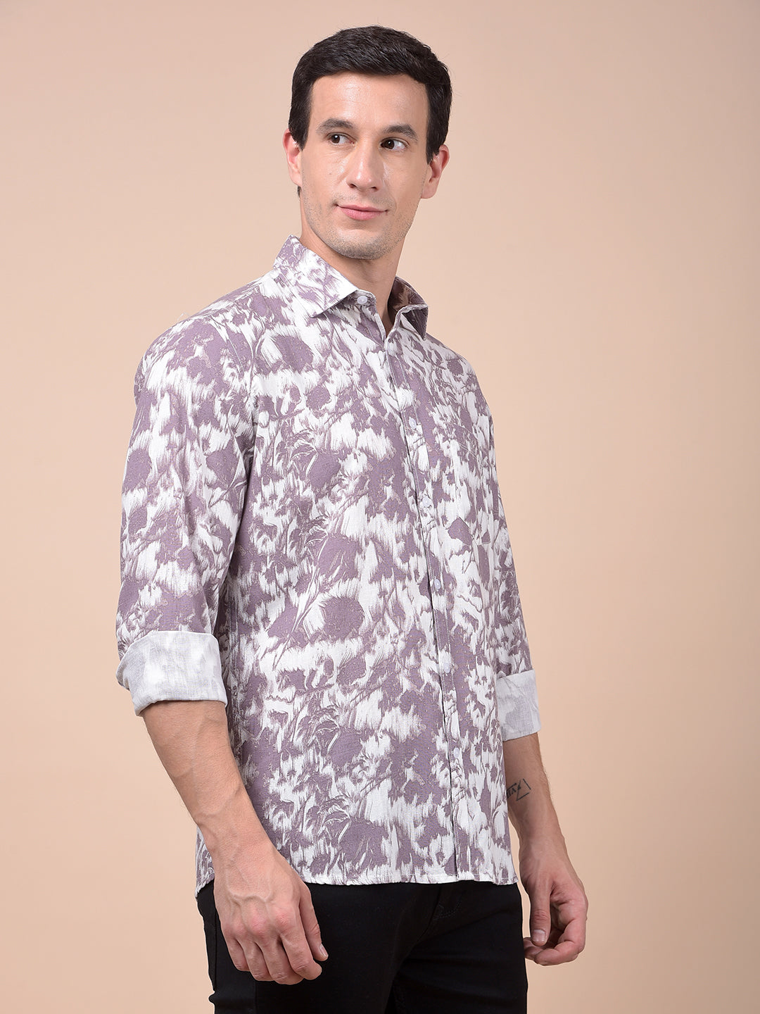 Purple Floral Print Shirt