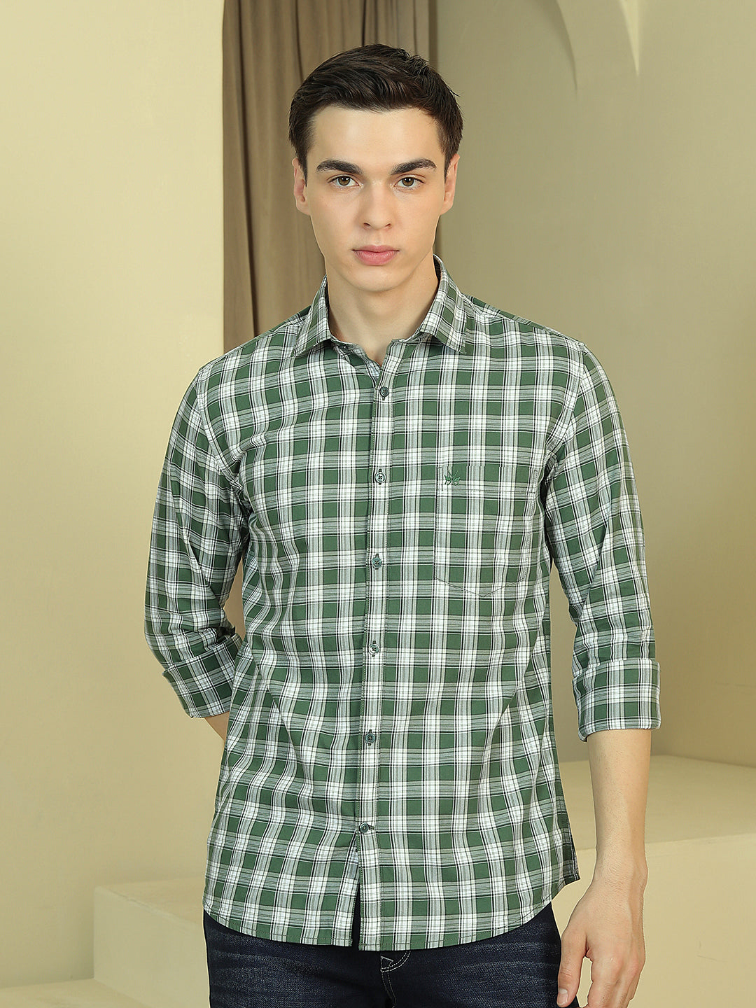 Green Checked 100% Cotton Shirt