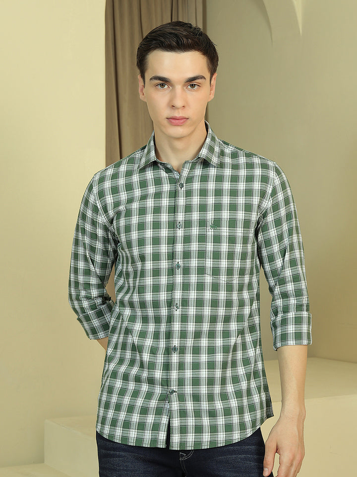 Green Checked 100% Cotton Shirt