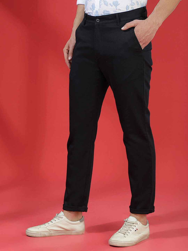 Navy Blue Stretch Smart Trousers